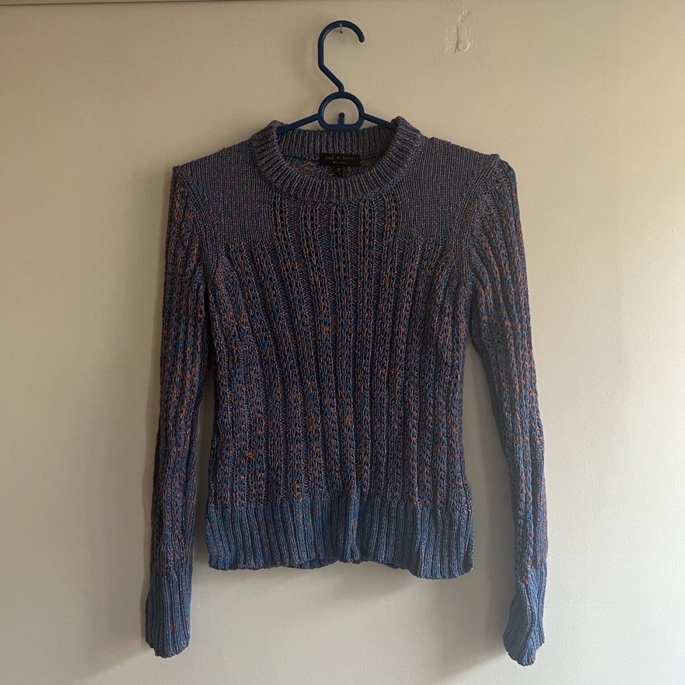 RAG & BONE Crew Neck Sweater, Blue & Copper